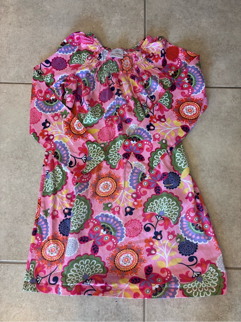 Hanna Andersson Pink Floral Paisley Long-Sleeve Dress